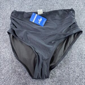 Hilor Bikini Bottom Women Size 18 Black High Waisted Ruched Crossover NWT Swim